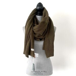 New! tentree Green Organic Cotton Oversized Knit Scarf 8 ft long 30” w Leganlook